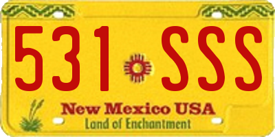 NM license plate 531SSS