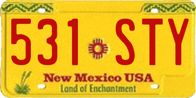 NM license plate 531STY