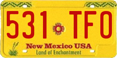 NM license plate 531TFO