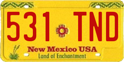 NM license plate 531TND