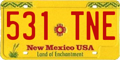 NM license plate 531TNE
