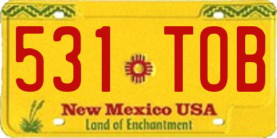 NM license plate 531TOB