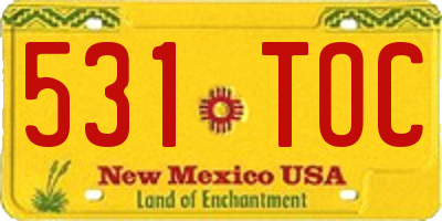 NM license plate 531TOC