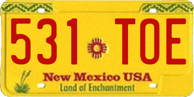 NM license plate 531TOE