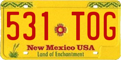 NM license plate 531TOG