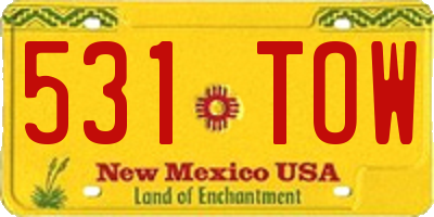 NM license plate 531TOW