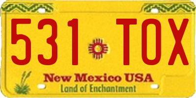 NM license plate 531TOX