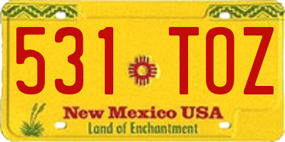 NM license plate 531TOZ
