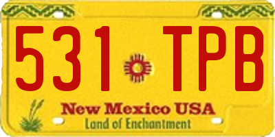 NM license plate 531TPB