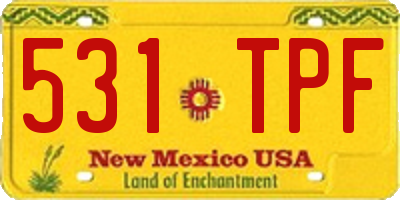 NM license plate 531TPF