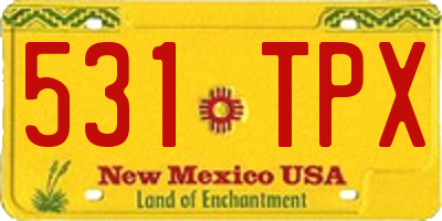 NM license plate 531TPX