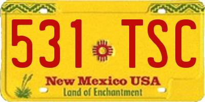 NM license plate 531TSC