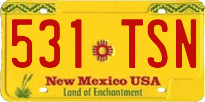 NM license plate 531TSN