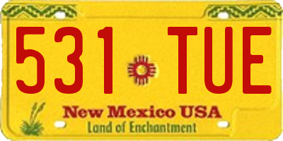 NM license plate 531TUE