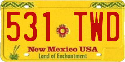 NM license plate 531TWD