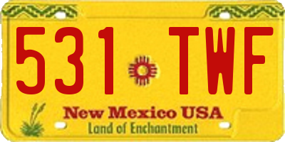 NM license plate 531TWF