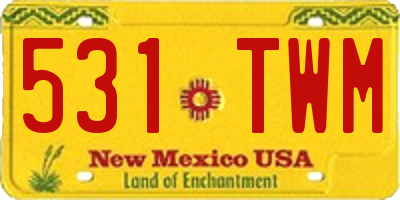 NM license plate 531TWM