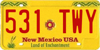 NM license plate 531TWY