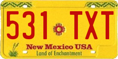 NM license plate 531TXT