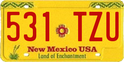 NM license plate 531TZU