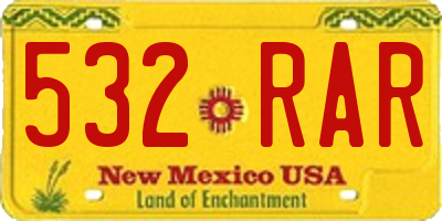 NM license plate 532RAR