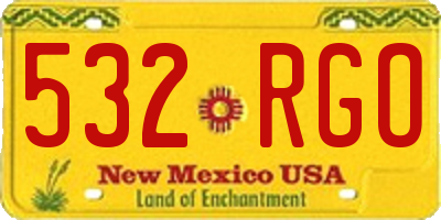NM license plate 532RGO
