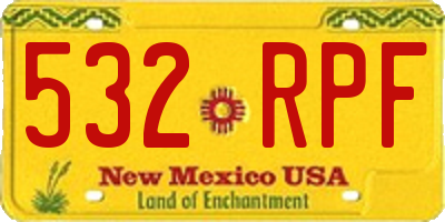 NM license plate 532RPF