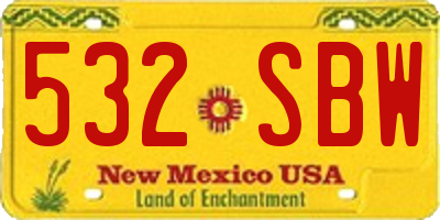 NM license plate 532SBW