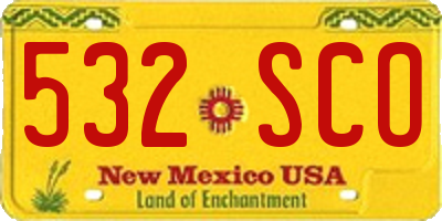 NM license plate 532SCO