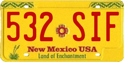 NM license plate 532SIF