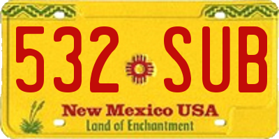 NM license plate 532SUB