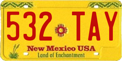 NM license plate 532TAY