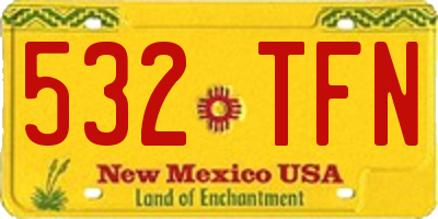 NM license plate 532TFN