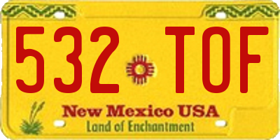 NM license plate 532TOF