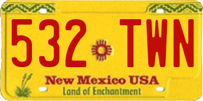 NM license plate 532TWN