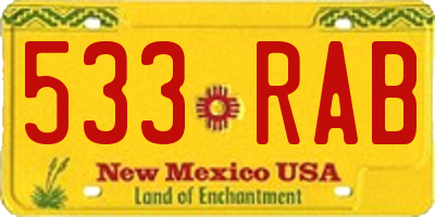 NM license plate 533RAB