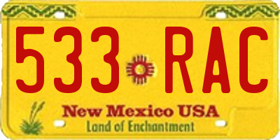 NM license plate 533RAC