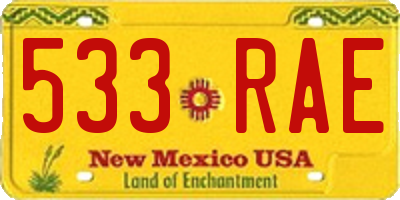 NM license plate 533RAE