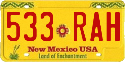 NM license plate 533RAH