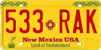 NM license plate 533RAK