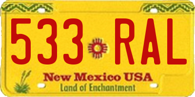 NM license plate 533RAL