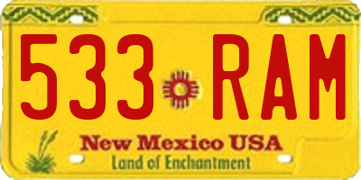 NM license plate 533RAM