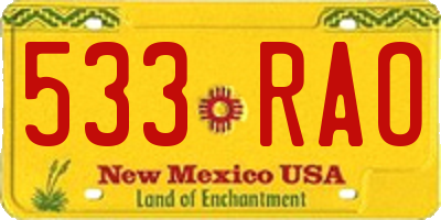 NM license plate 533RAO