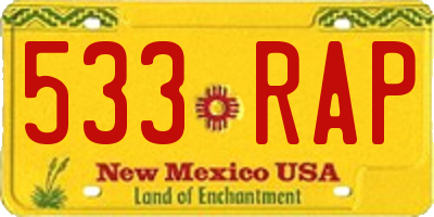 NM license plate 533RAP