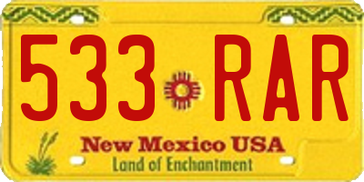 NM license plate 533RAR