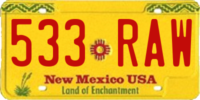 NM license plate 533RAW