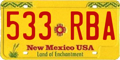 NM license plate 533RBA