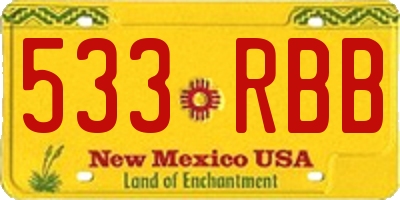 NM license plate 533RBB