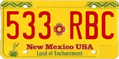 NM license plate 533RBC