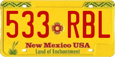 NM license plate 533RBL